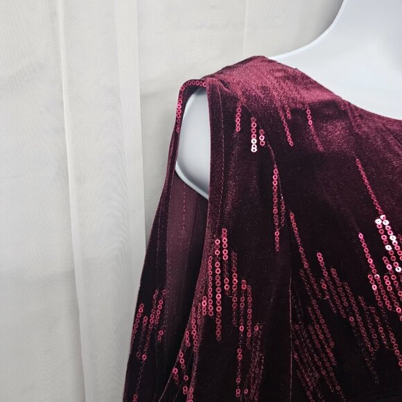 Jessica Howard Dress Burgundy Velour Sequin Cocktail Goth Shift 12P NWT - Picture 3 of 15